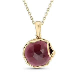 14K Gold Plated Garnet Pendant, Libra Birthstone Necklace