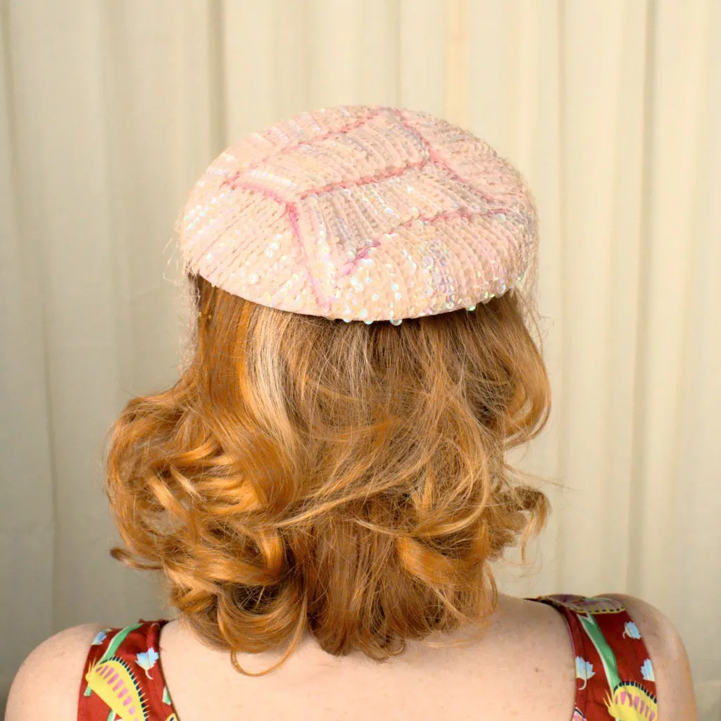 1950s Light Pink Sequin Hat