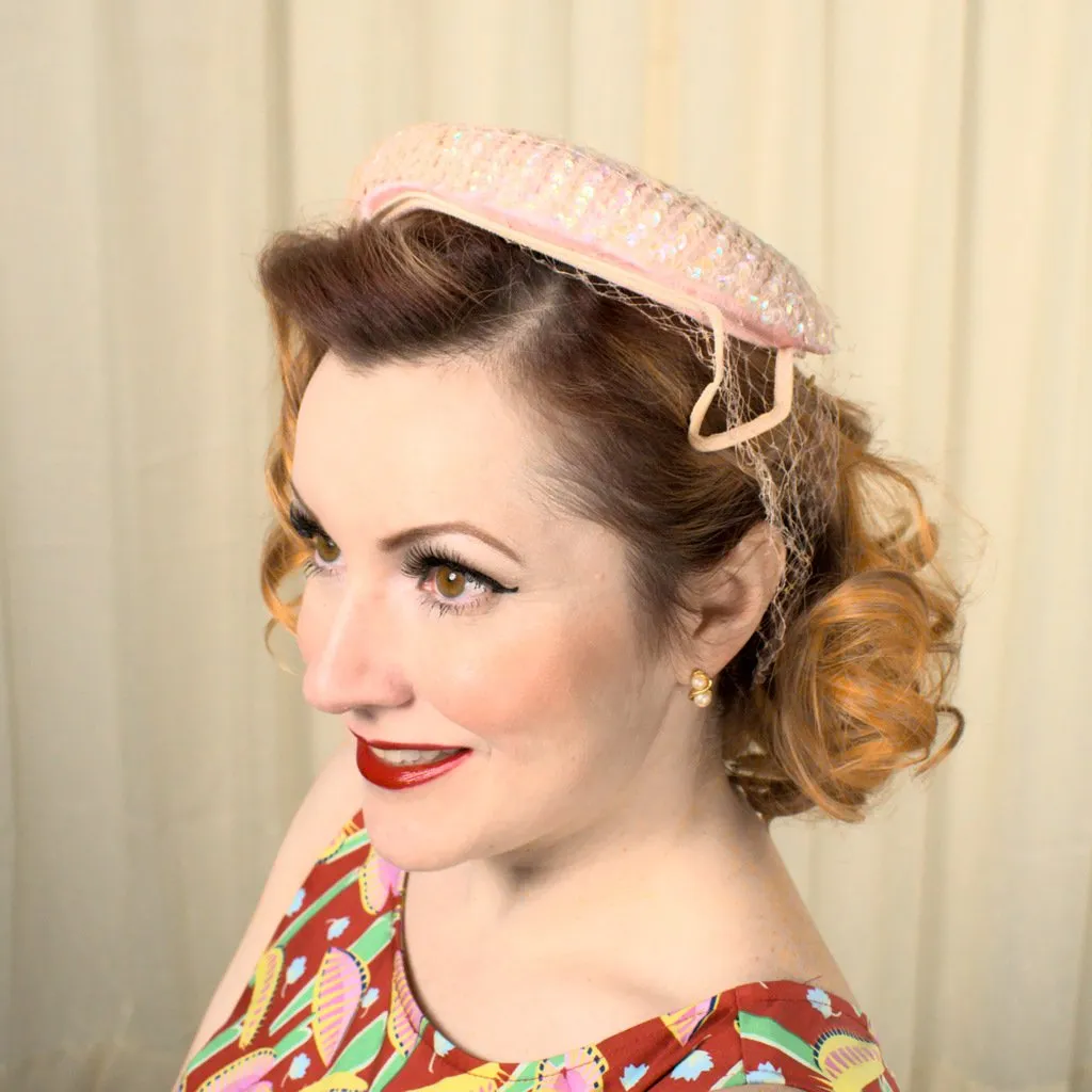 1950s Light Pink Sequin Hat