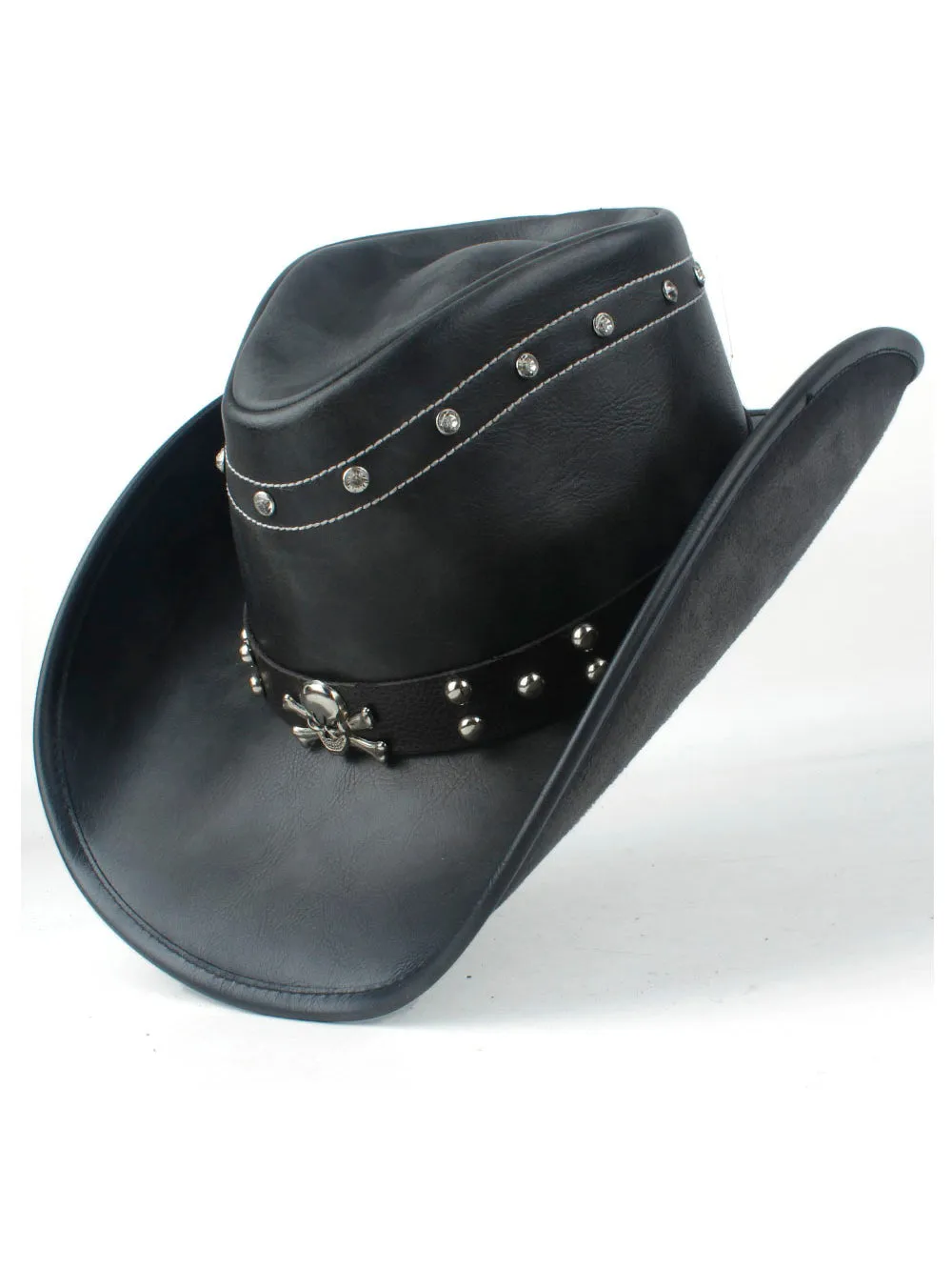 2023 100% Leather Men Women Black Western Cowboy Hat