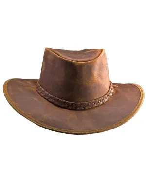 American Hat Makers CRUSHER-COP Leather Outback Hat Copper