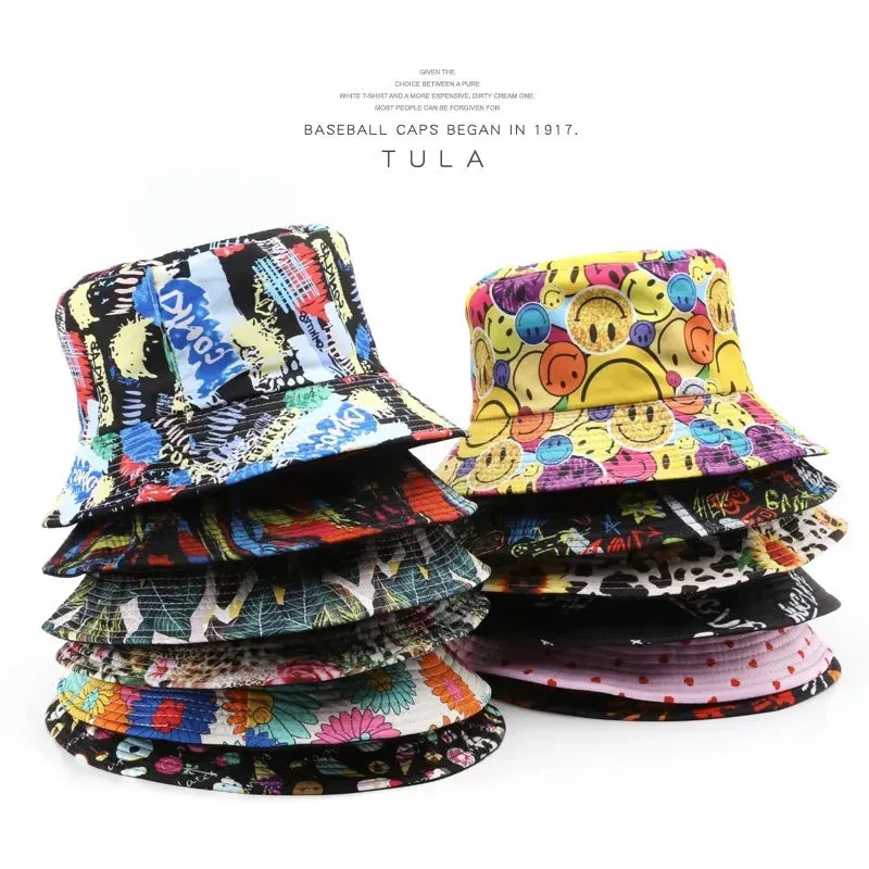 Animal Letter Print Panama Bucket Hat - Summer Sun Fisherman Hat for Women and Men