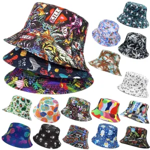 Animal Letter Print Panama Bucket Hat - Summer Sun Fisherman Hat for Women and Men