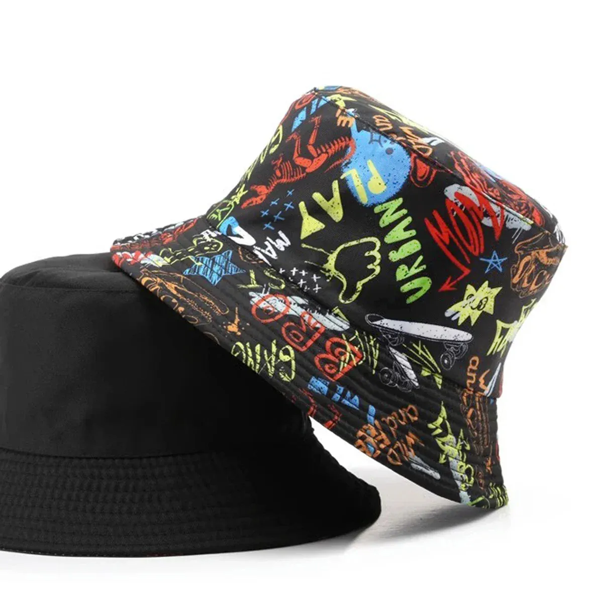 Animal Letter Print Panama Bucket Hat - Summer Sun Fisherman Hat for Women and Men