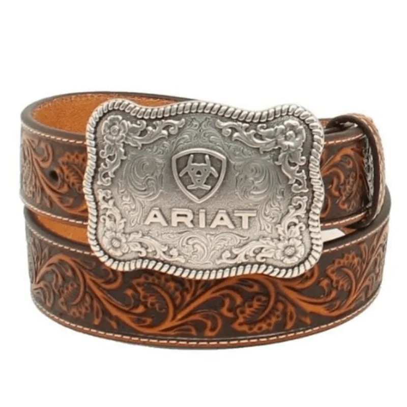 Ariat Men's Floral Embossed Brown Western Belt A1020467