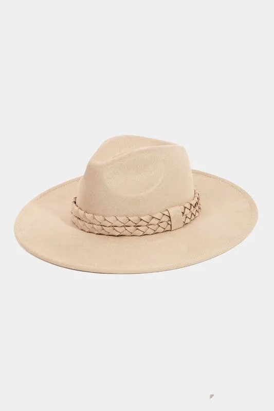 Braided Band Wide Brim Hat