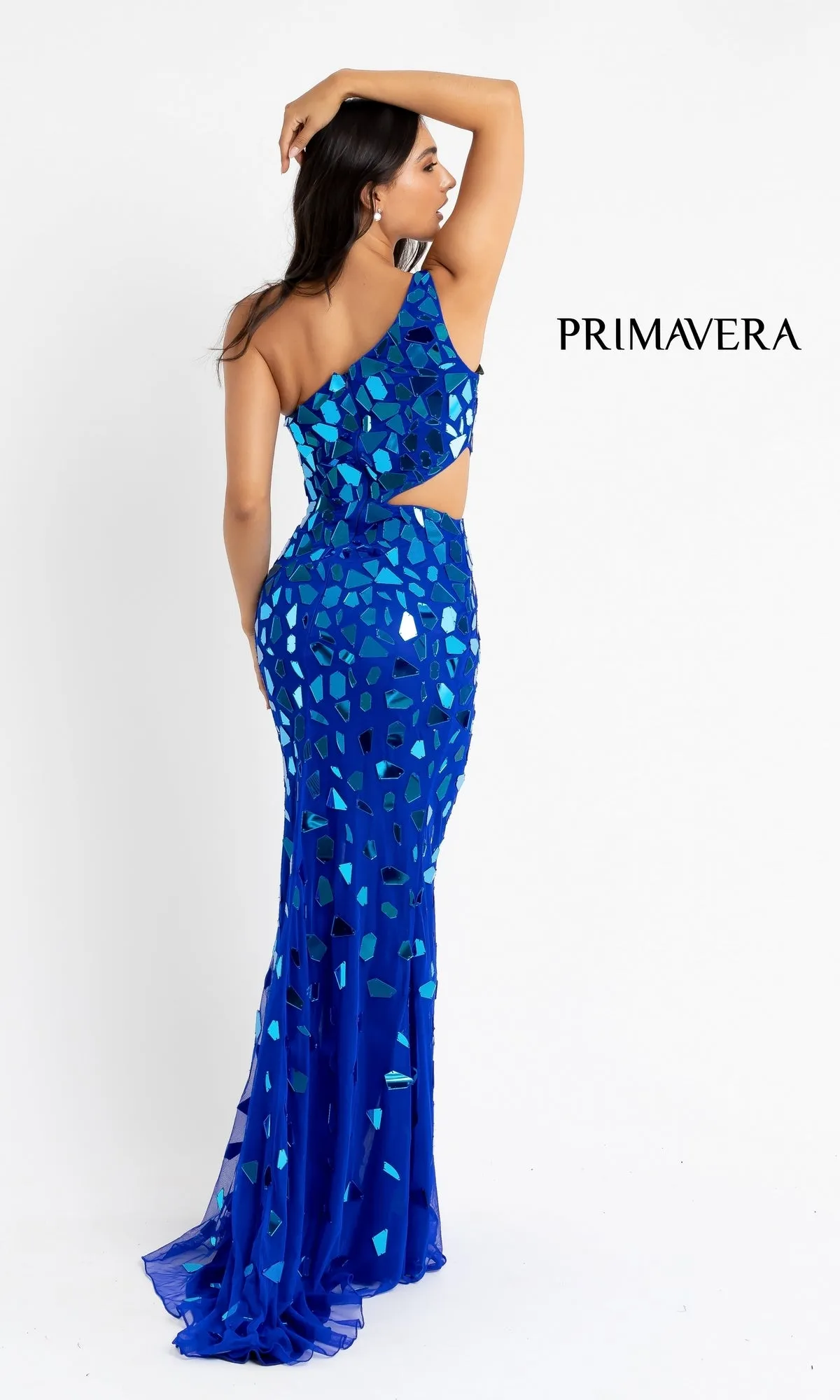 Broken-Glass One-Shoulder Long Formal Dress 3623