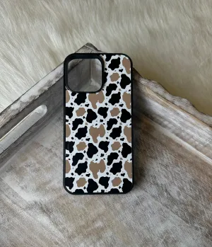 Brown and black cow print western phone case for iPhone and Samsung