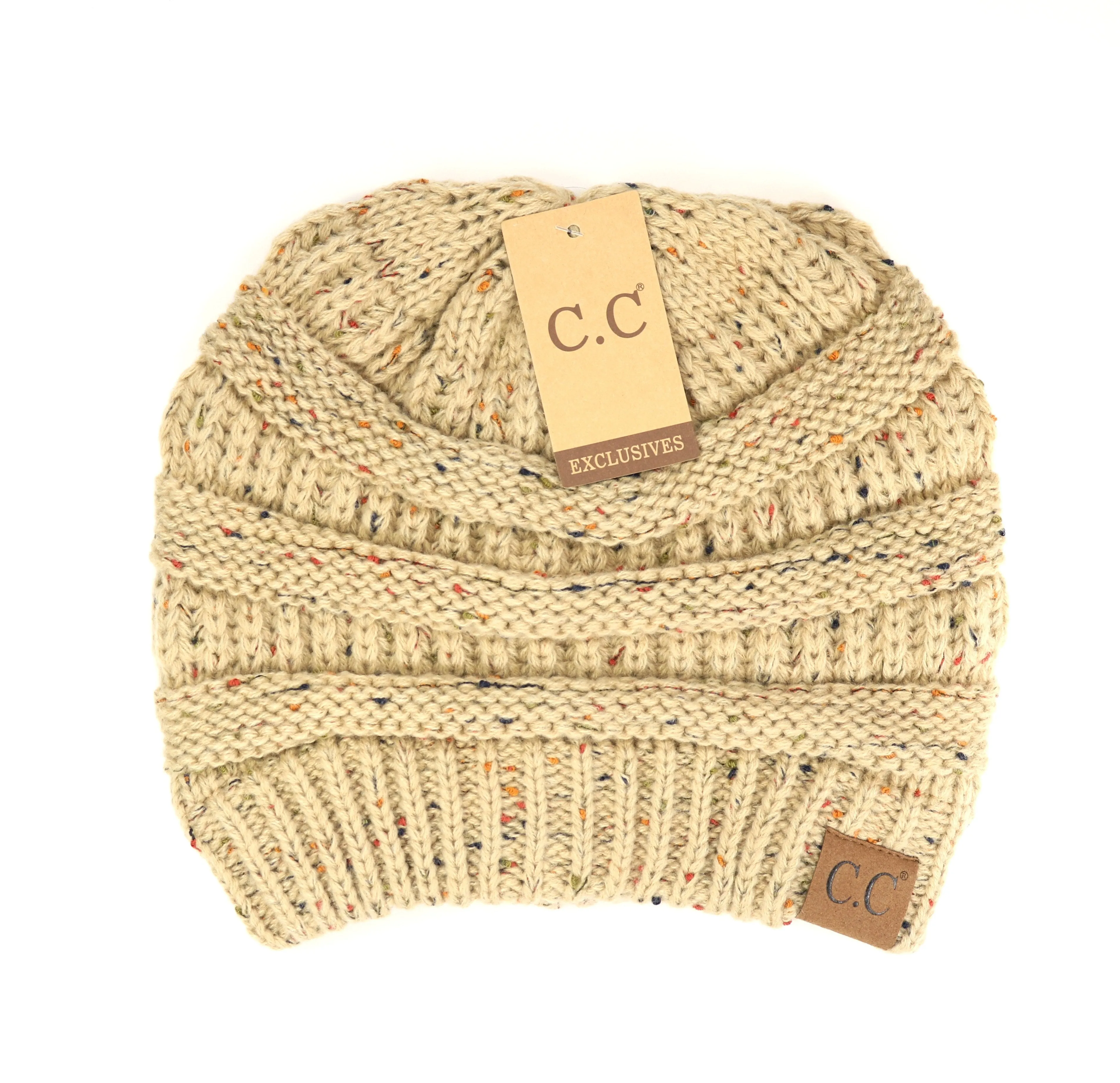 C.C. Flecked Ponytail Beanie