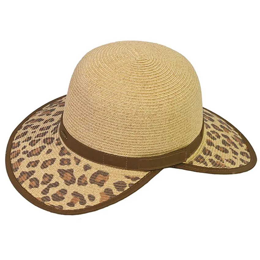 C.C Leopard Wide Brim Straw Sun Hat