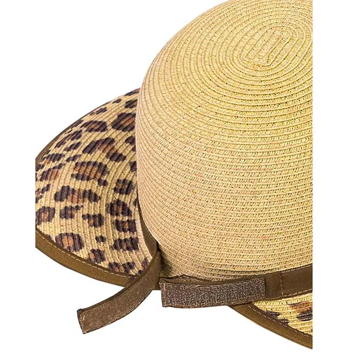 C.C Leopard Wide Brim Straw Sun Hat