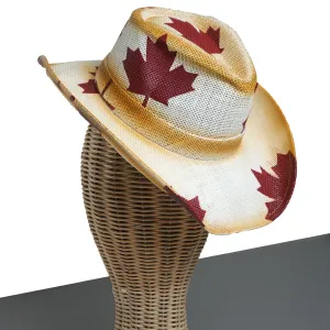 Chokore Maple Leaf Handcrafted Straw Cowboy Hat (Camel)