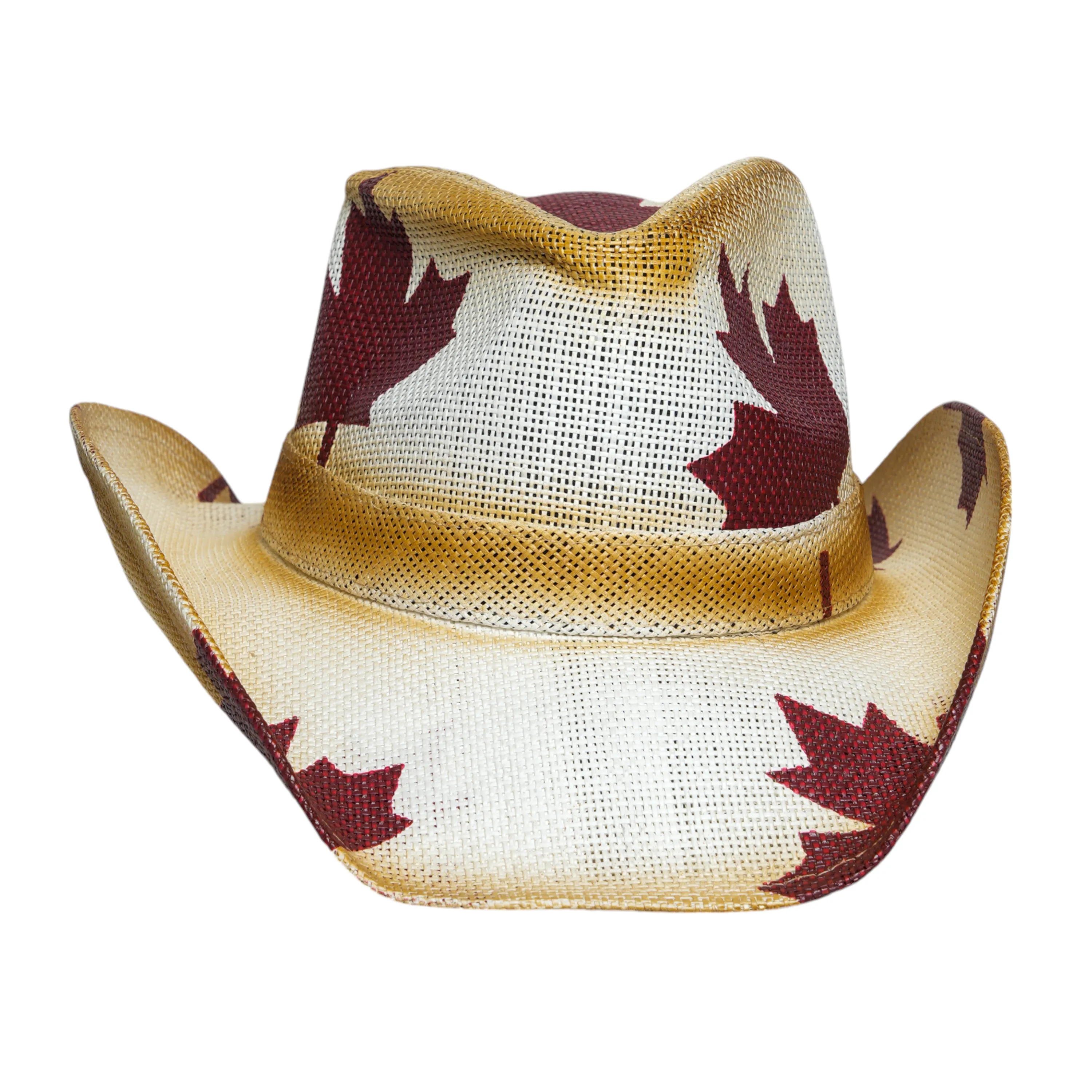 Chokore Maple Leaf Handcrafted Straw Cowboy Hat (Camel)