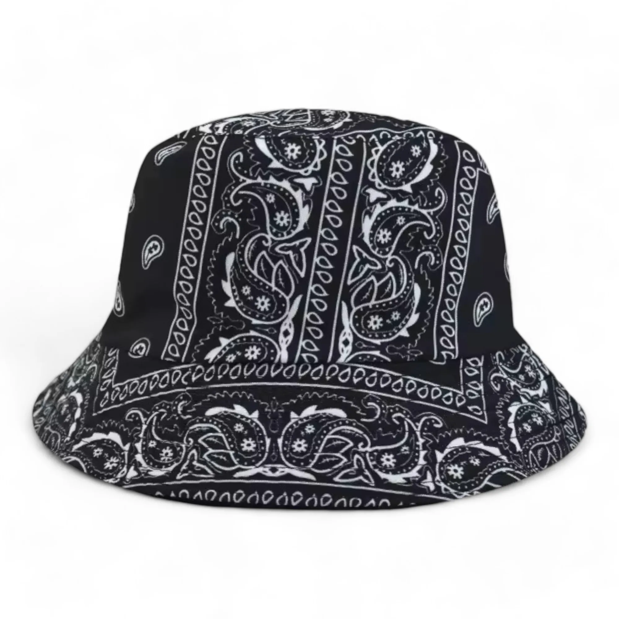 Chokore Paisley Print Reversible Bucket Hat (Black)