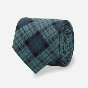 Premium Elston Blackwatch Plaid Tie in Steel Blue Color