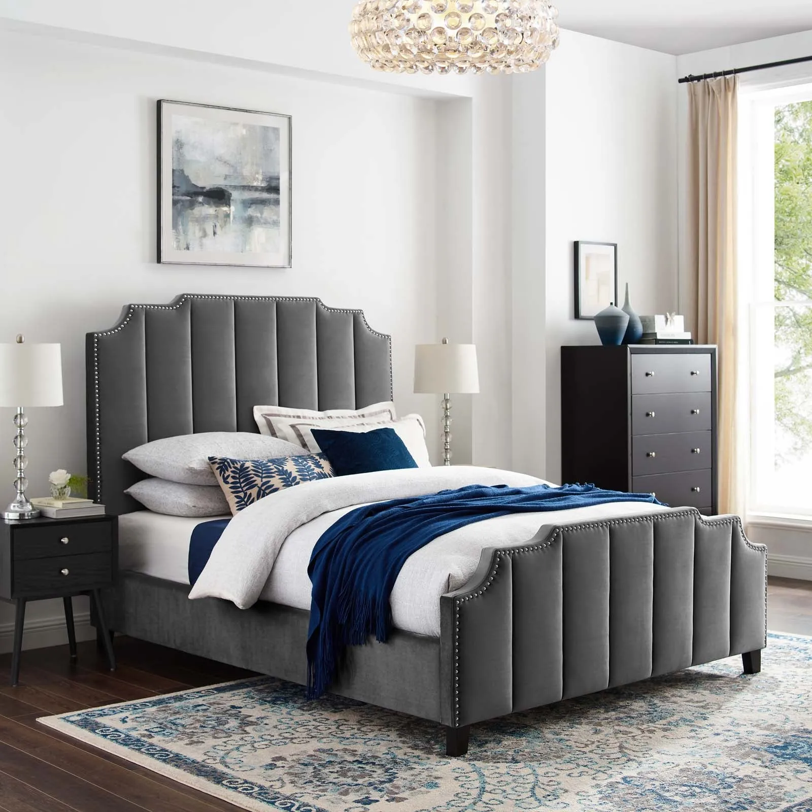 Lucille Performance Velvet Platform Bed