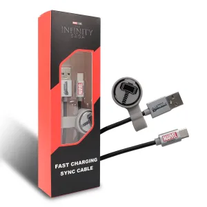 Official Marvel Thor-Themed USB-A to USB-C Fast Charging Cable - Durable & High-Speed