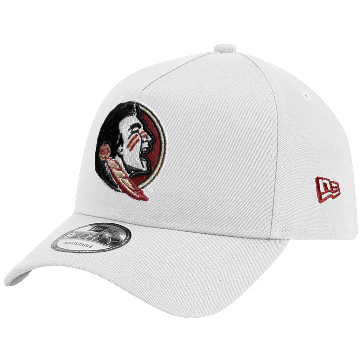 New Era Seminole Logo 9Forty A-Frame Adjustable Snapback Cap - White