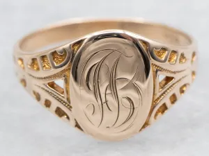 "JB" Engraved Signet Ring