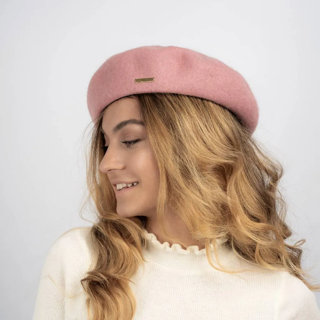 Regina Adjustable Wool Beret - Blush Pink