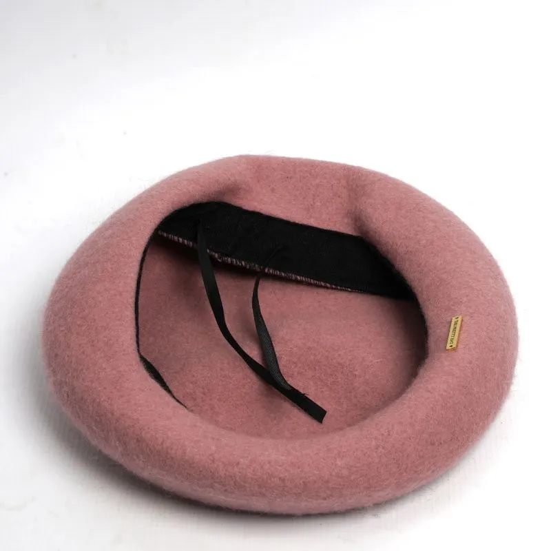 Regina Adjustable Wool Beret - Blush Pink