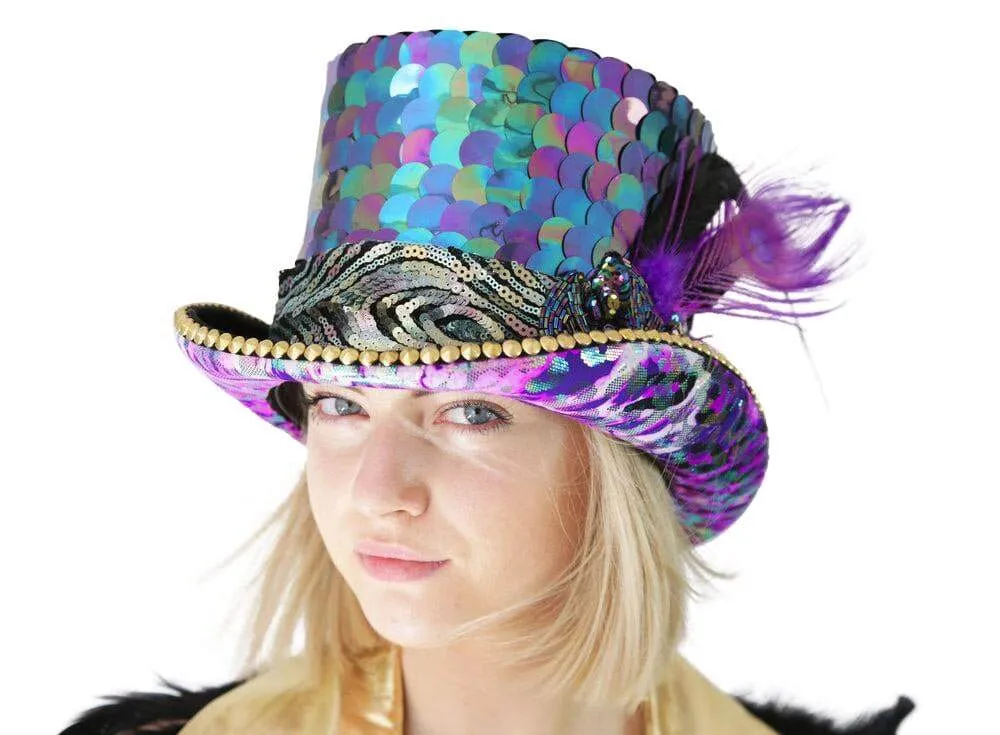 Start Wearing Purple Top Hat with LED Lights