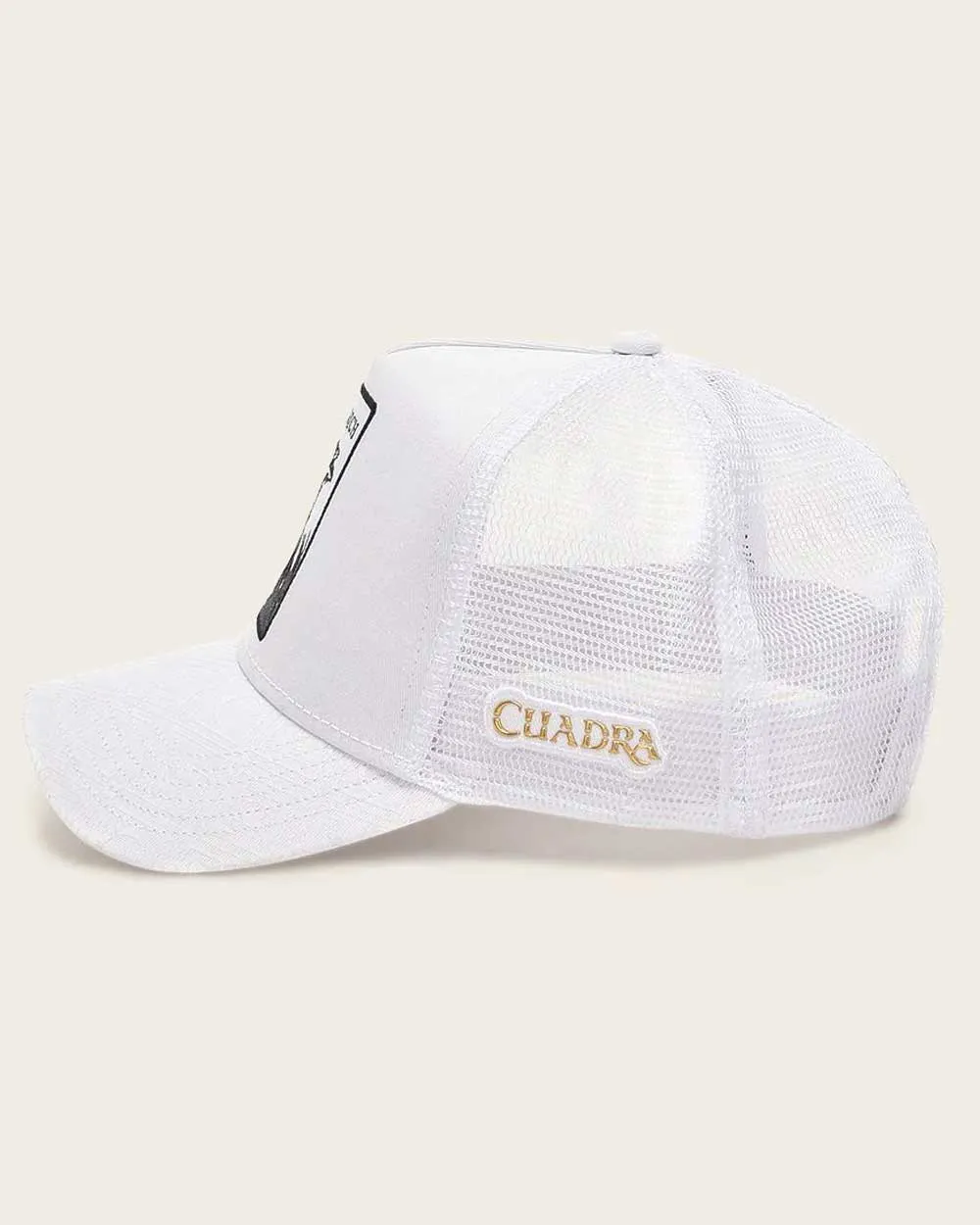 White ostrich patch cap