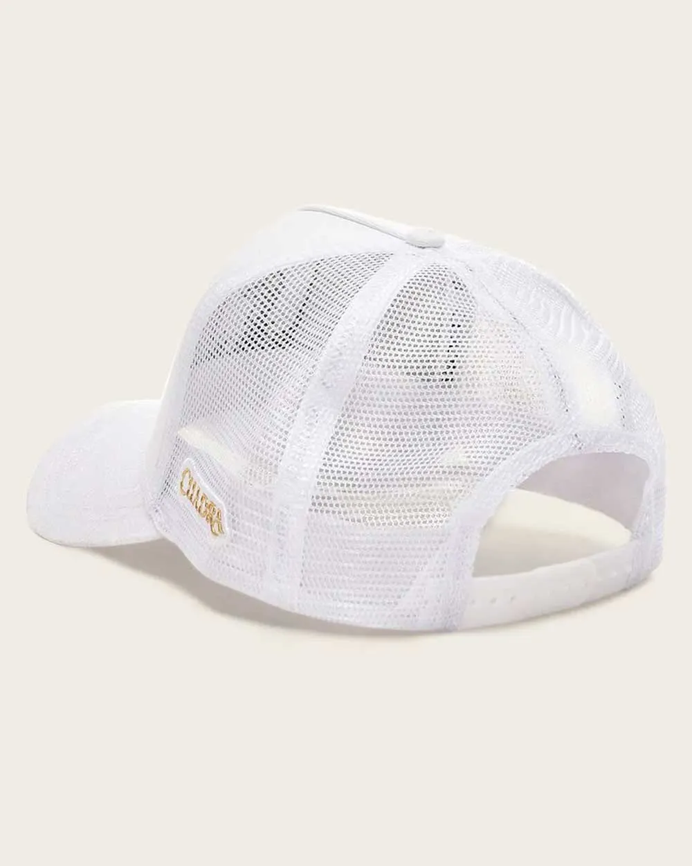 White ostrich patch cap